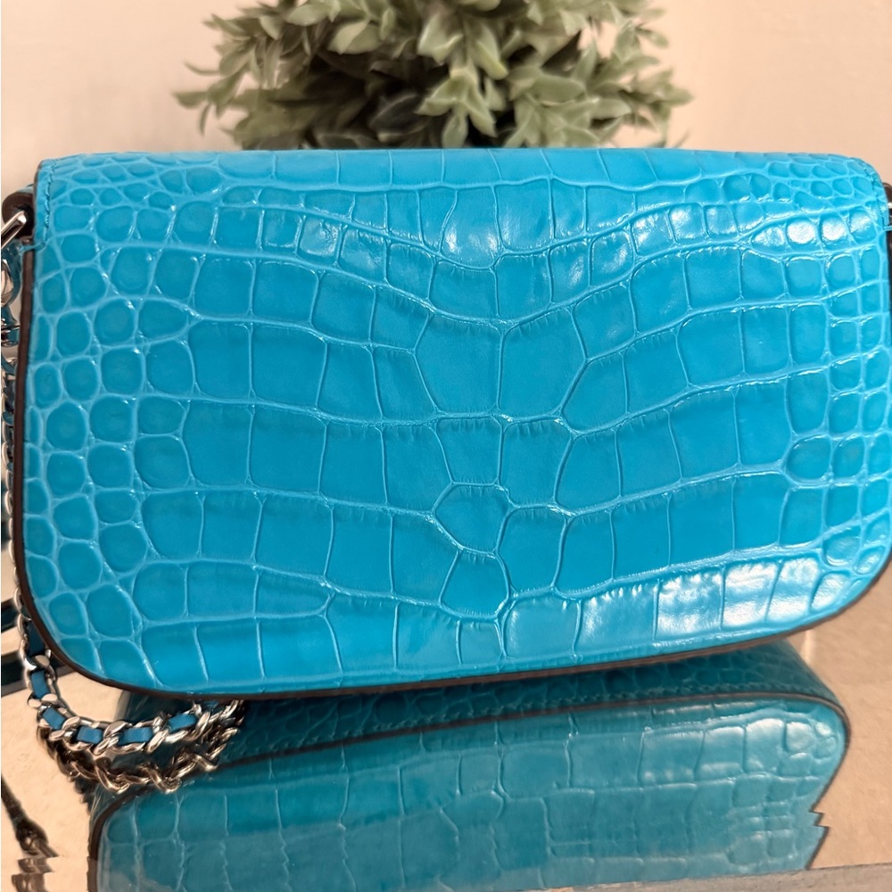 Tory Burch Turquoise Britten Small Adjustable Shoulder Bag - Picture 5 of 6